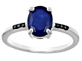Blue Sapphire Rhodium Over Sterling Silver Ring 1.70ctw