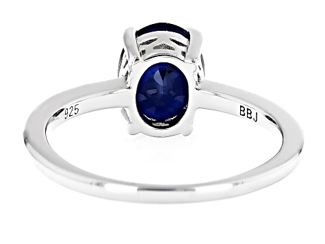 Blue Sapphire Rhodium Over Sterling Silver Ring 1.70ctw