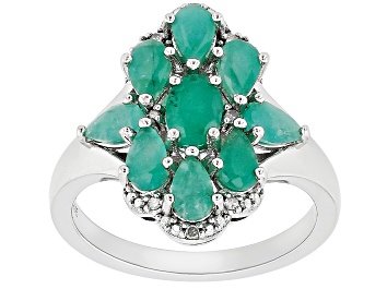 Picture of Green Emerald Rhodium Over Sterling Silver Ring 1.76ctw