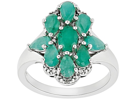 Green Emerald Rhodium Over Sterling Silver Ring 1.76ctw