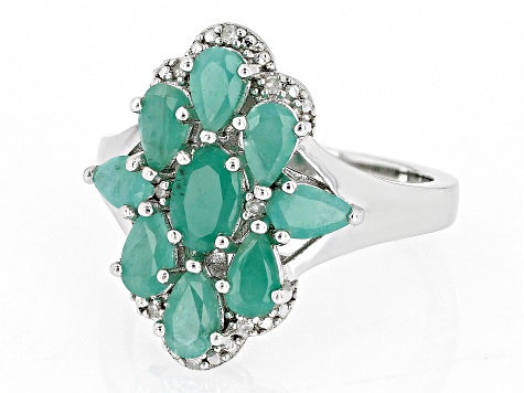 Green Emerald Rhodium Over Sterling Silver Ring 1.76ctw