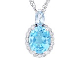 Swiss Blue Topaz Rhodium Over Sterling Silver Pendant With Chain 2.25ctw