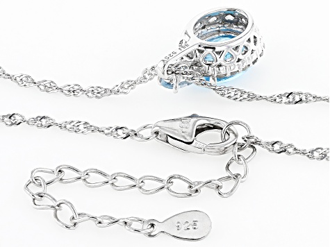Swiss Blue Topaz Rhodium Over Sterling Silver Pendant With Chain 2.25ctw