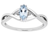 Blue Aquamarine Platinum Over Sterling Silver Ring 0.43ctw