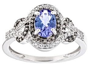Blue Tanzanite Rhodium Over Sterling Silver Ring 1.14ctw