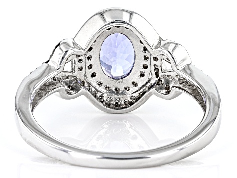 Blue Tanzanite Rhodium Over Sterling Silver Ring 1.14ctw