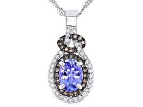 Blue Tanzanite Rhodium Over Sterling Silver Pendant with Chain 1.06ctw