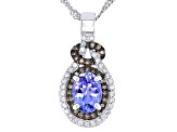 Blue Tanzanite Rhodium Over Sterling Silver Pendant with Chain 1.06ctw