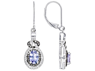 Blue Tanzanite Rhodium Over Sterling Silver Dangle Earrings 1.45ctw