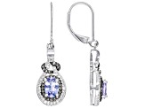 Blue Tanzanite Rhodium Over Sterling Silver Dangle Earrings 1.45ctw