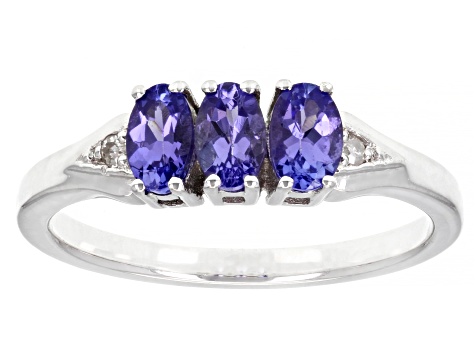 Blue Tanzanite With White Diamond Accent Rhodium Over Sterling Silver Jewelry Set 2.12ctw