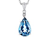 London Blue Topaz Rhodium Over Sterling Silver Pendant With Chain 5.68ctw
