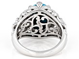 Blue Turquoise Rhodium Over Sterling Silver Ring .01ctw