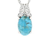 Blue Composite Turquoise Rhodium Over Sterling Silver Pendant With Chain .01ct