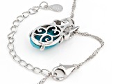 Blue Composite Turquoise Rhodium Over Sterling Silver Pendant With Chain .01ct