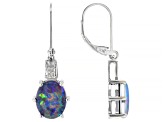 Multi Color Australian Opal Triplet Rhodium Over Sterling Silver Dangle Earrings