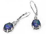 Multi Color Australian Opal Triplet Rhodium Over Sterling Silver Dangle Earrings