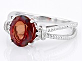 Red Labradorite Rhodium Over Sterling Silver Ring 1.95ctw