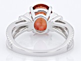 Red Labradorite Rhodium Over Sterling Silver Ring 1.95ctw