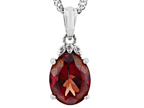 Red Labradorite Rhodium Over Silver Pendant With Chain 1.92ctw