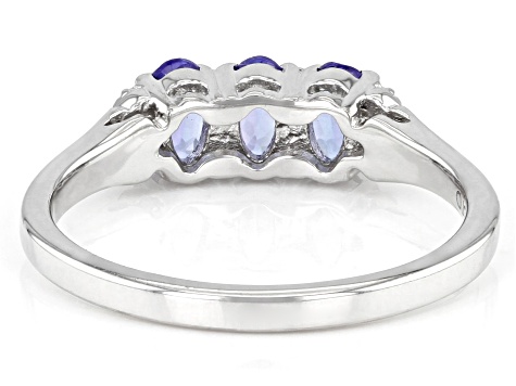 Blue Tanzanite With White Diamond Accent Rhodium Over