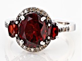 Red Garnet Rhodium Over Silver Ring 3.62ctw