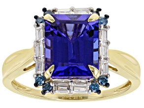 Blue Tanzanite 14k Yellow Gold Ring 3.83ctw