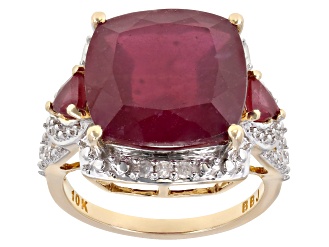 Red Mahaleo® Ruby 10K Yellow Gold Ring 9.81ctw