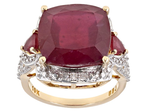 Red Mahaleo® Ruby 10K Yellow Gold Ring 9.81ctw