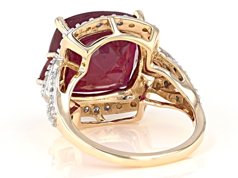 Red Mahaleo® Ruby 10K Yellow Gold Ring 9.81ctw