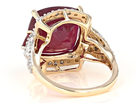 Red Mahaleo® Ruby 10K Yellow Gold Ring 9.81ctw