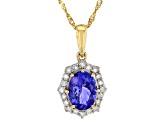 Tanzanite 14k Yellow Gold Pendant With Chain 1.25ctw