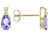 Blue Tanzanite 10K Yellow Gold Ring, Earrings and Pendant Jewelry Set 2.68ctw