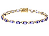 Blue Tanzanite 10K Yellow Gold Tennis Bracelet 7.82ctw