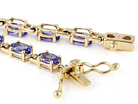 Blue Tanzanite 10K Yellow Gold Tennis Bracelet 7.82ctw