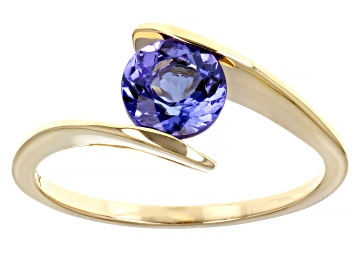 Picture of Blue Tanzanite 10K Yellow Gold Solitaire Ring 0.91ct