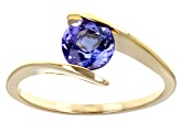 Blue Tanzanite 10K Yellow Gold Solitaire Ring 0.91ct