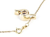 Blue Tanzanite 10K Yellow Gold Solitaire Pendant With Chain 0.81ct