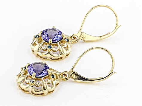 Blue Tanzanite 10K Yellow Gold Earrings 1.53ctw