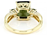 Green Moldavite 10K Yellow Gold Ring 2.52ctw