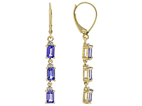 Blue Tanzanite 10k Yellow Gold Earrings 1.78ctw