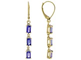 Blue Tanzanite 10k Yellow Gold Earrings 1.78ctw