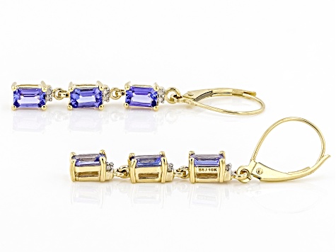 Blue Tanzanite 10k Yellow Gold Earrings 1.78ctw