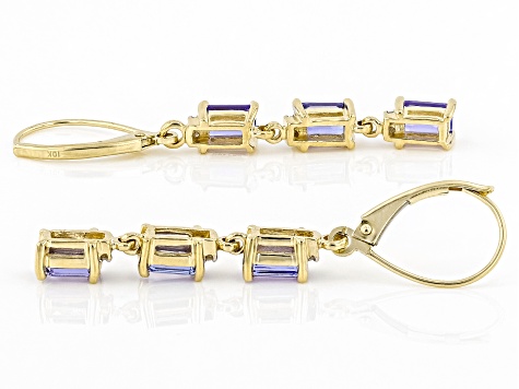 Blue Tanzanite 10k Yellow Gold Earrings 1.78ctw