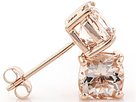 Peach Morganite 10k Rose Gold Stud Earrings 1.40ctw
