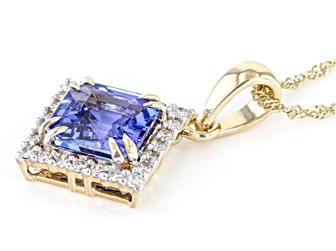 Blue Tanzanite 14K Yellow Gold Pendant With Chain 2.62ctw
