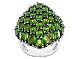 Green Chrome Diopside Rhodium Over Sterling Silver Ring 9.23ctw.