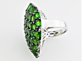 Green Chrome Diopside Rhodium Over Sterling Silver Ring 9.23ctw.