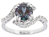 Blue Lab Created Color Change Alexandrite Rhodium Over Sterling Silver Ring 2.44ctw.