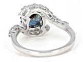 Blue Lab Created Color Change Alexandrite Rhodium Over Sterling Silver Ring 2.44ctw.